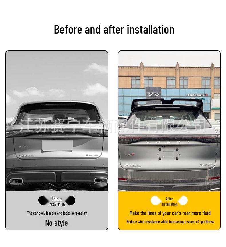Chery Tiggo 8L Black Warrior GK Style Rear Spoiler - Hole-Free Diffuser