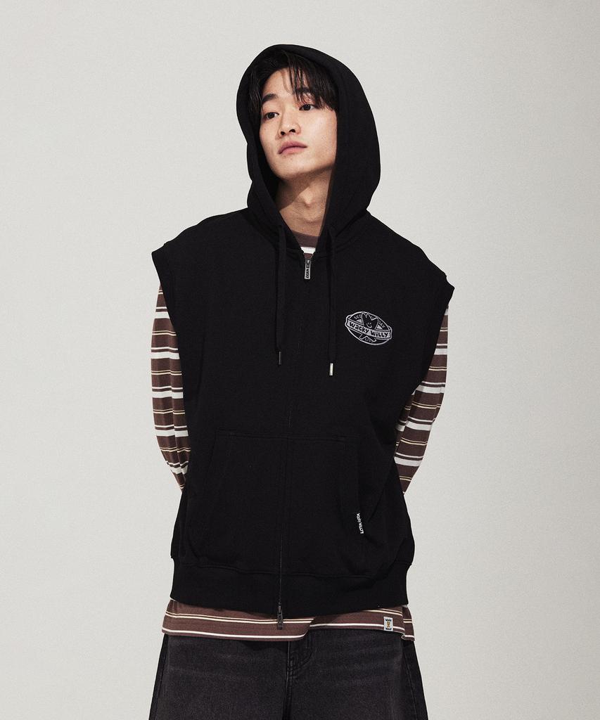 Wacky Willy Kiki Sleeveless Zip-Up Hoodie Black