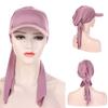 Hijab Hat Stretch Turban Caps Solid Color Muslim Bonnet Soft Head Wrap Back Ties Closure Hijabs Head Scarfs