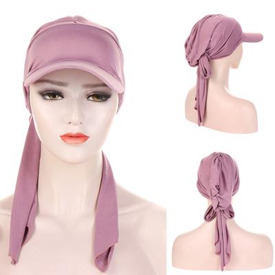 Hijab Hat Stretch Turban Caps Solid Color Muslim Bonnet Soft Head Wrap Back Ties Closure Hijabs Head Scarfs
