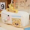 INS Zipper Design Pen Bag Multi-layer Large Capacity Stationery Bag Stationery Organizer Students