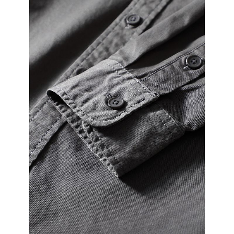 American Retro Pure Cotton Workwear Shirt Men's Long Sleeves Spring and Autumn Coat Export Men's Silm Full Cotton Casual Shirt