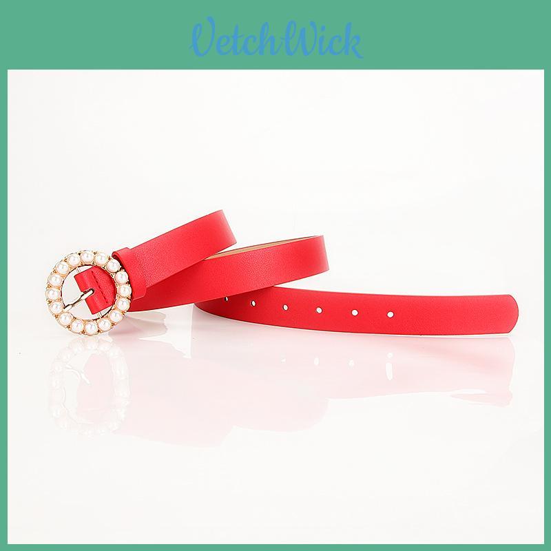 Elegant Ladies Belt With Pearl Buckle For Office And Casual Wear