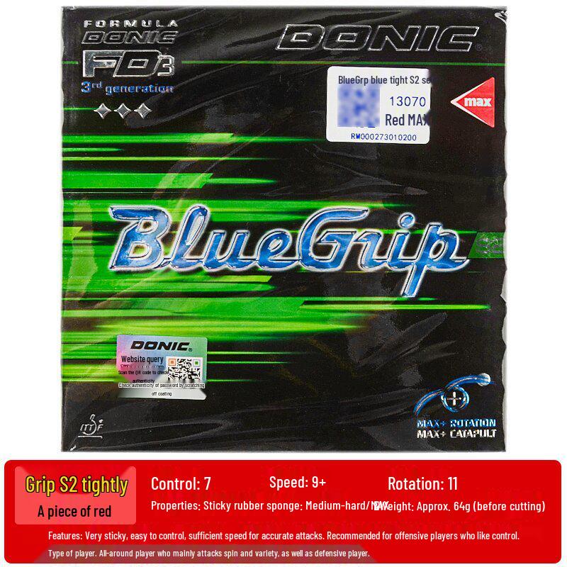 DONIC Genuine Blue Inverted Table Tennis Rubber Grip C1/C2 S1/S2 Sticky Covering