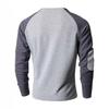 Spring Fall Men Top Regular Fit Colorblocked Long-Sleeve T-Shirt Buttoned Round Neck Patch Decor Casual Sports Parties T-shirt