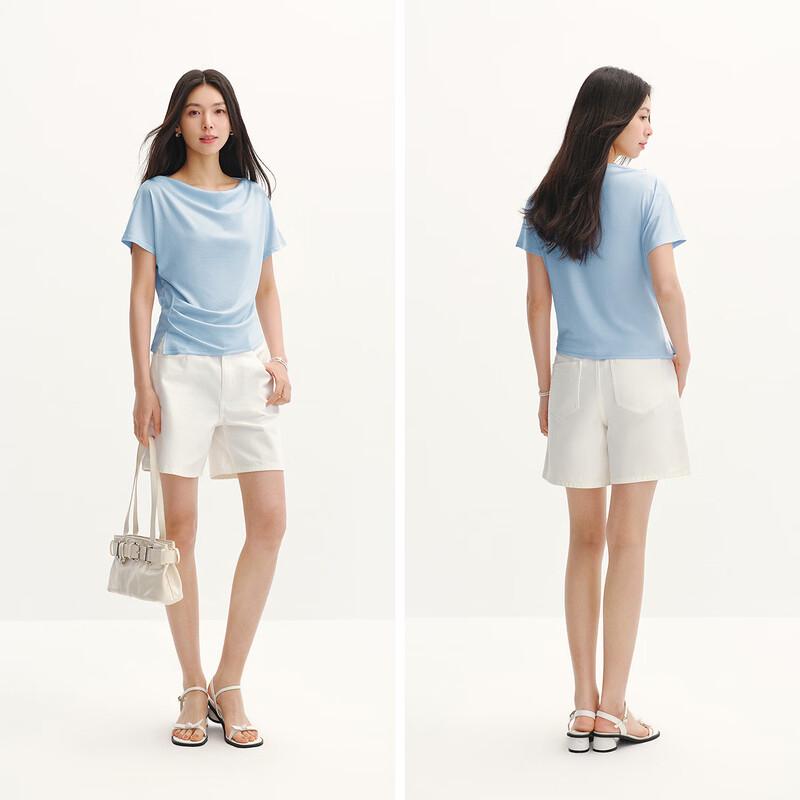 Dámské letní úzké tričko Semir s plisovaným výstřihem