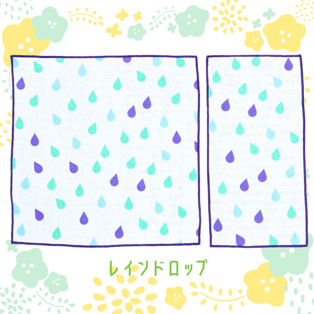 Cluster Half Square Made in Refreshingly Patterned Gauze Cool Set & Handkerchiefs, 6-Piece Set, Japan, 100% Cotton, Handkerchiefs,