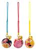 [Zune] Blumen Chirimen Glocken (25 mm und 8 mm Durchmesser) Japanischer Chirimen Netsuke Anhänger Schlüsselanhänger Große Glocke (2er Set (Indigo, Rot und Yamabuki))