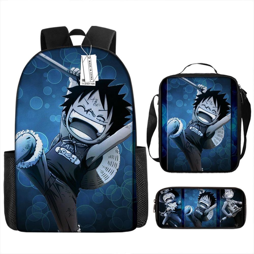 ONE PIECE Student School Bag Luffy Cartoon School Bag Boys Pencil Bag Voyage King Explosion