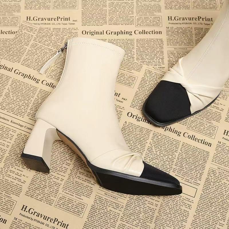

Fashion 2025 Spring and Autumn New Fashionable High Heels Pointed Women s Short Boots Look Thin and Tall Designer Fashion Women s Boots 35 белый