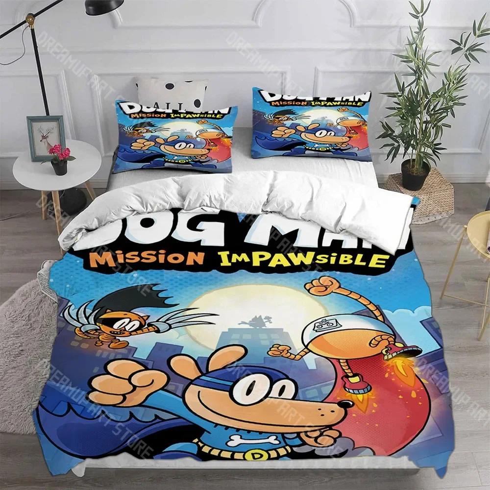3D Print Dog Man Anime Bedding Sets Quilt Bed Cover Comforter Duvet Cover Pillow Case 2-3 Pieces Sets Teenagers Children's Gifts