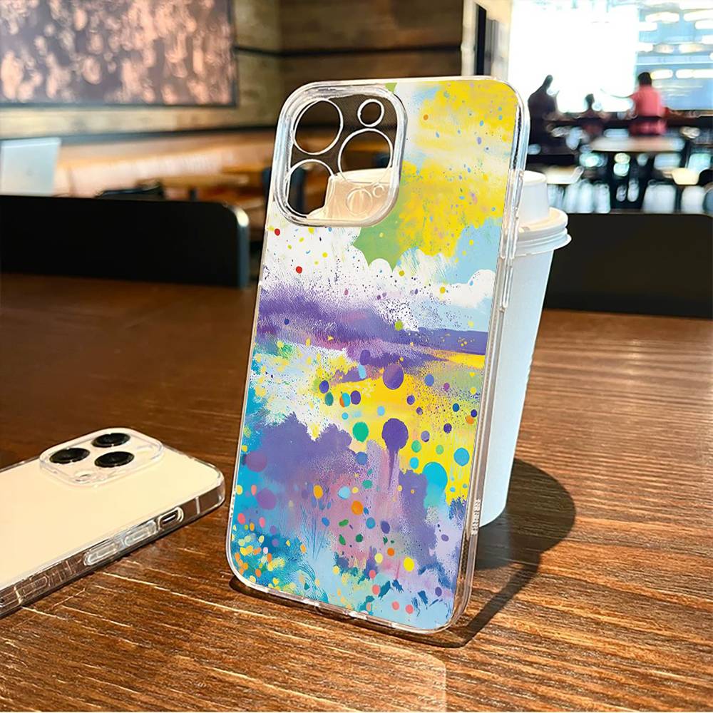 Painting  Phone Case For iPhone17,16,15,14,13,12,11 Plus,Pro Max Soft Transparent Cover