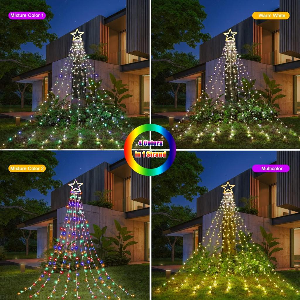 Outdoor Christmas Lights, 320 LED Christmas Decorations, Outdoor Star String Lights with 8 Modes Waterproof for Christmas New Year Holiday Decor