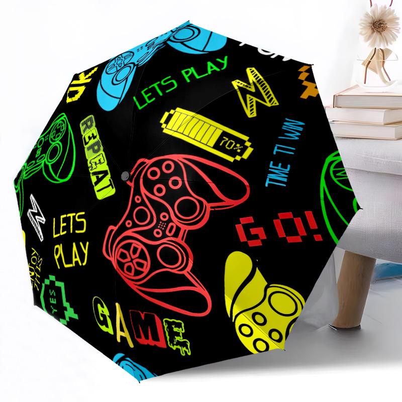 Video Game Controllers Outdoor Automatic Umbrella Retractable Design with 8-Rib Durability Lightweight Perfect Gift for Friends Family