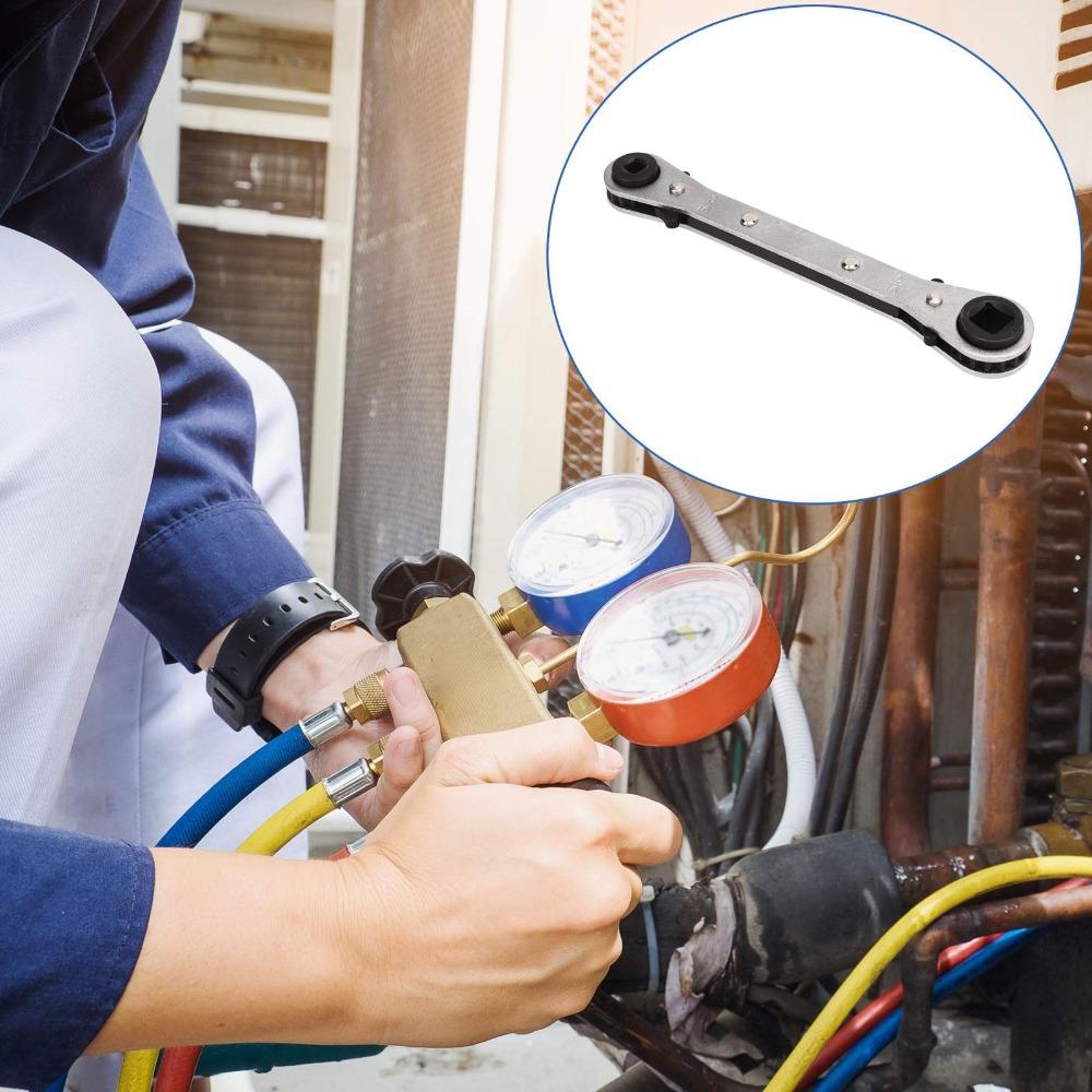 2pcs with Hex Bit Adapter Ratcheting Refrigeration Wrench