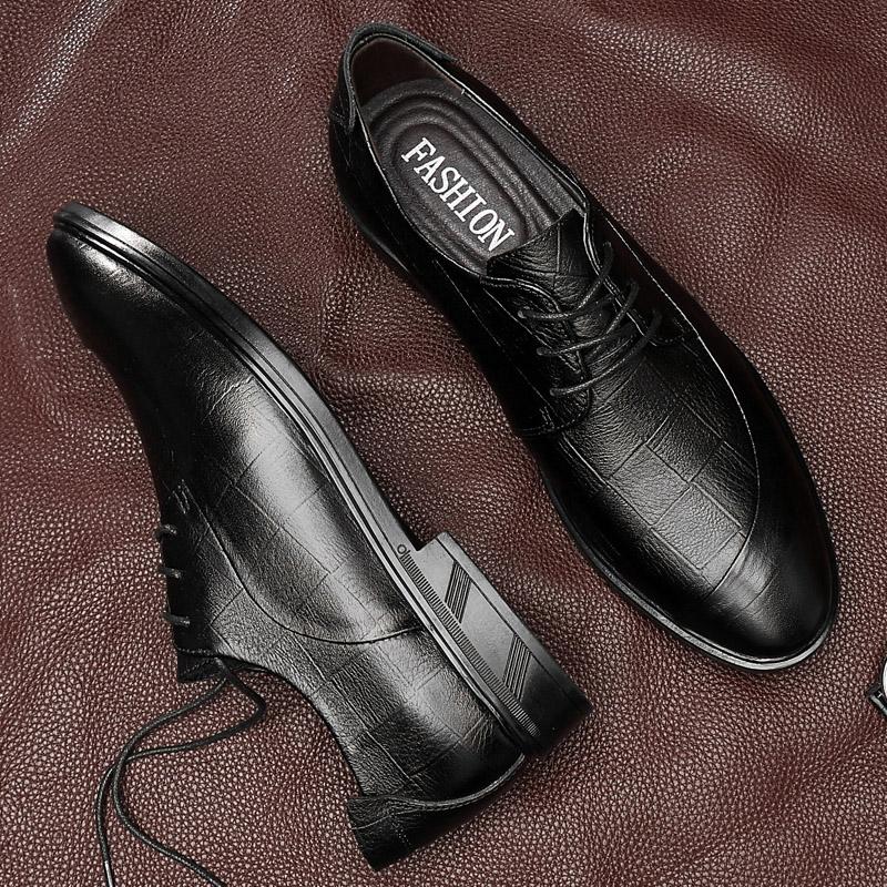 Genuine Leather Mens Oxfords Shoes Business Sneakers Formal Dress Footwear Classic Male Walking Derby Shoes Stylish Casual Shoes