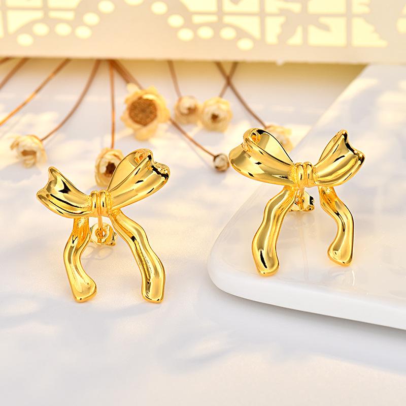 Delicate Three-dimensional Bow Earrings Female Fashion Small Earrings Tassel Earrings Niche Valentine's Day Simple Versatile Fashion Earrings Jewelry
