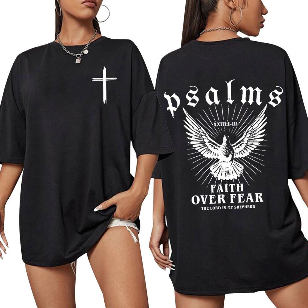 Christian Jesus Faith Over Fear Bible Verse T Shirt Men's Women High Quality T-shirts Fashion Vintage Cozy Tee Shirrt Streetwear