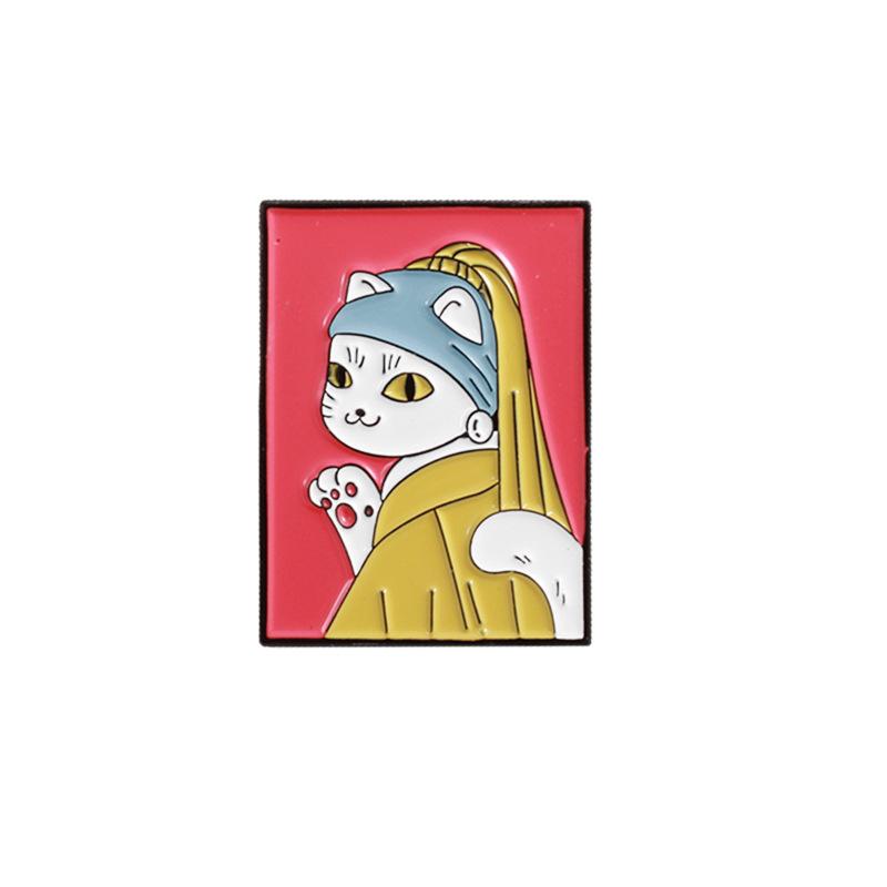 Van Gogh Cat Oil Painting Alloy Brooch - Trendy, Creative, Personalized Accessory.