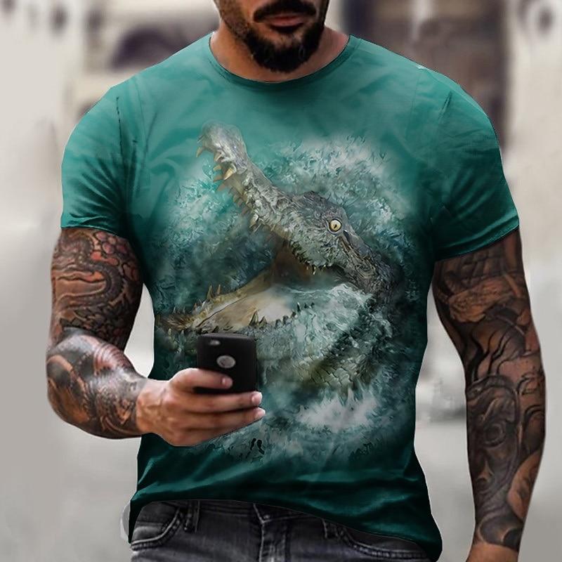 Herren Wolf Grafikdrucke Hemd T-Shirt Tee Kurzarm T-Shirt 3D Druck Rundhals Hemd Designer Freizeit Groß und Groß Täglich Urlaub Blau