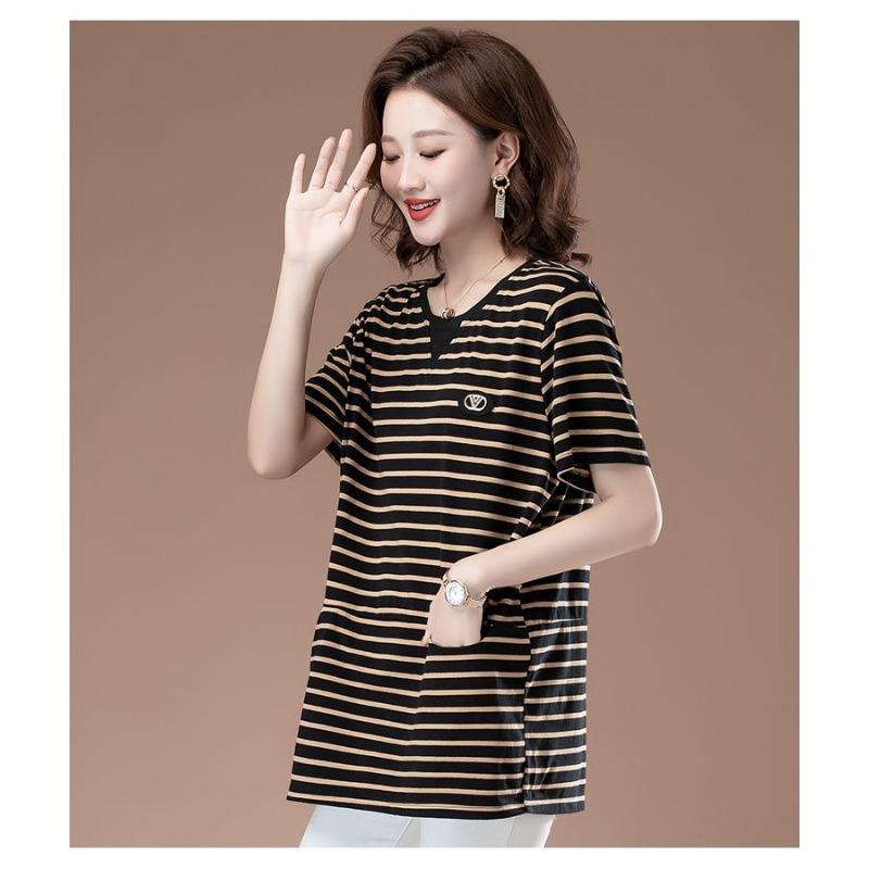 Striped Short-sleeved T-shirt for Women New Summer Top Stylish Half-sleeved T-shirt