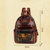 Johnature Mochila de couro feminina retrô com estampa de elefante, estampa de grande capacidade, bolsas de viagem para lazer