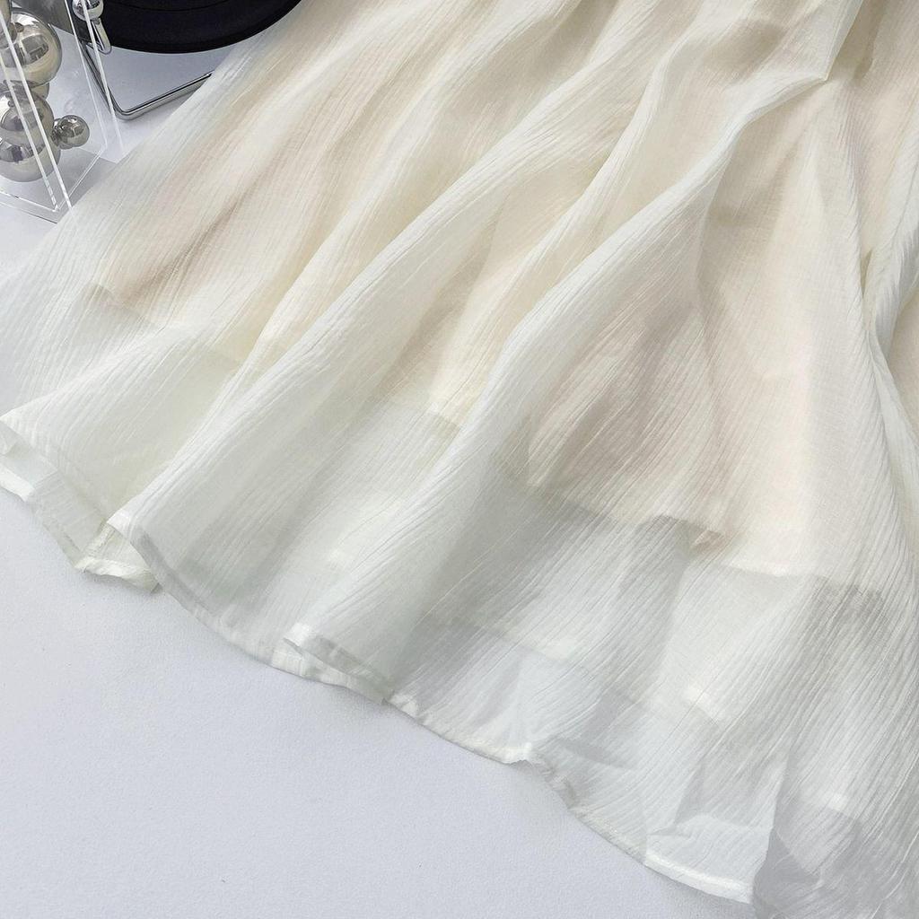 Women's 2024 French White Spaghetti Strap Slimming Evening Dress