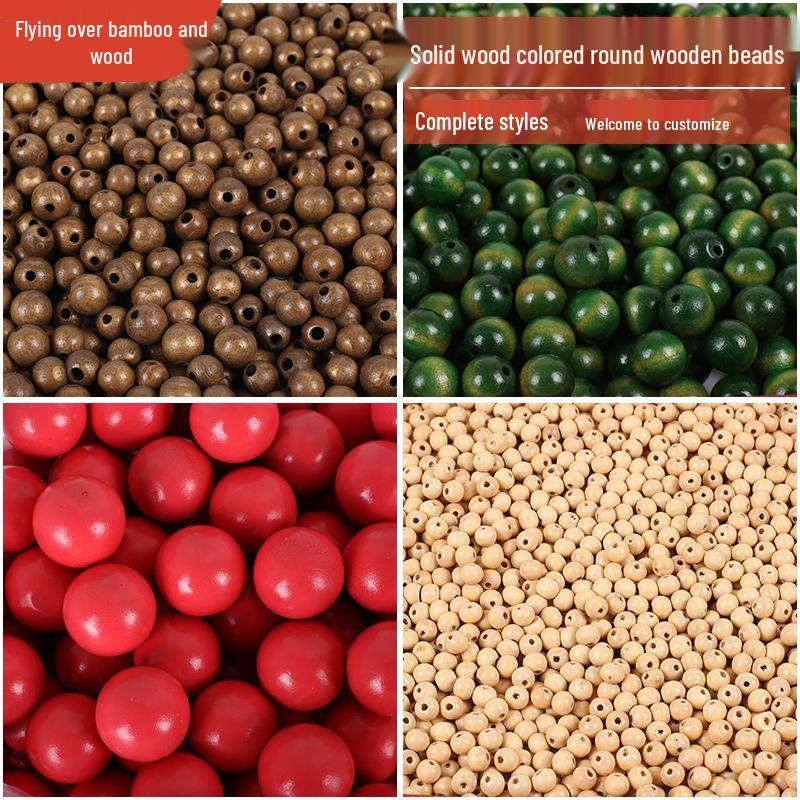 Eco-Friendly Solid Wood Colorful Beads – Natural and Mixed Hues