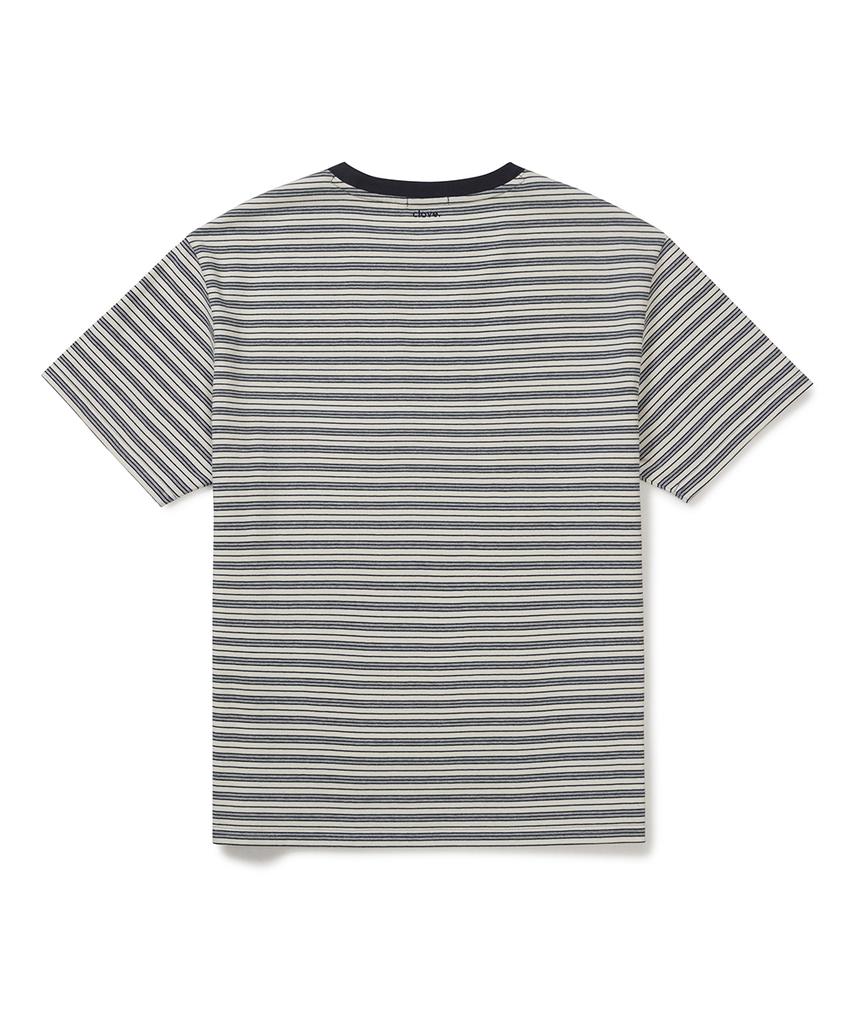 CLOVE [26Sm Clove] Stripe Logo T-Shirt_Men (Grey)