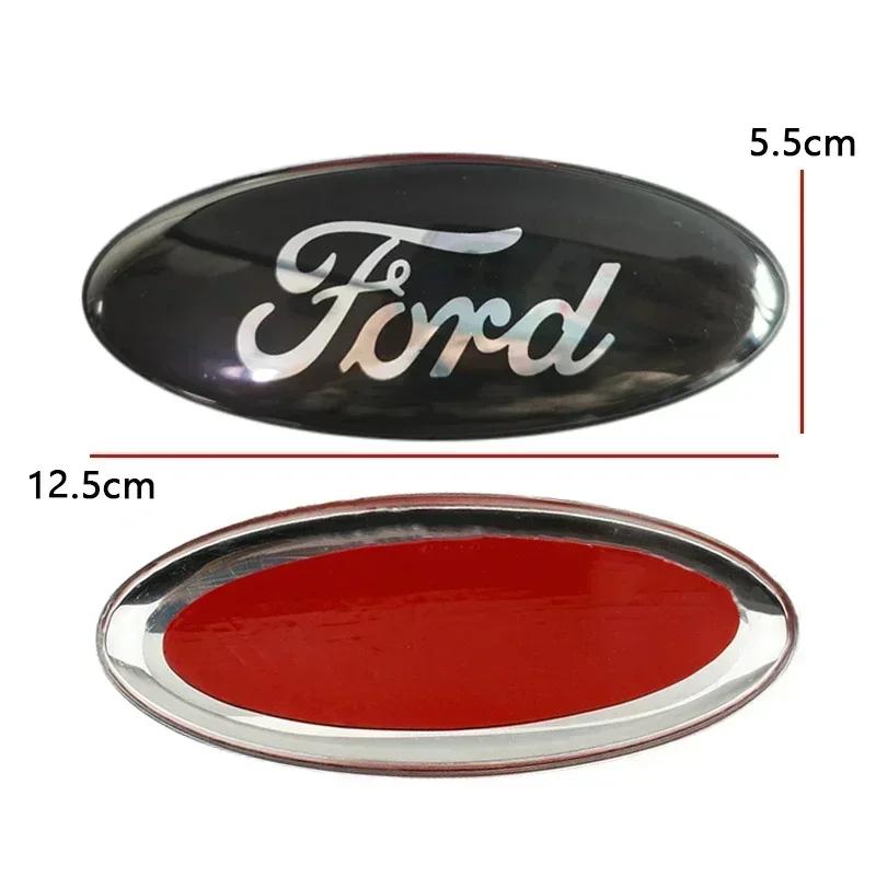 For Ford Mondeo Fusion Focus Fiesta Kuga Edge Transit Ecosport 12.5x5cm Car Front Emblem Logo Rear Trunk Badge Decal Decoration SG7