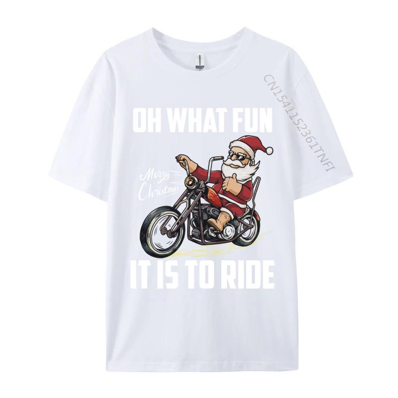 Santa Claus Riding Motorcycle Bike Cool Biker Christmas T Shirt Men Cotton Vintage Tshirt Casual Tops Shirts S