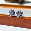 Gushen Petal Purple Zircon Stud Earrings - Lightweight, Cute Korean Style, Versatile Women's Floral Earrings.