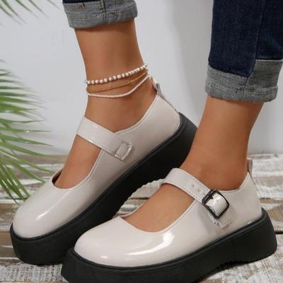 Pantofi de damă la vânzare Pantofi de damă la modă cu vârf rotund Pantofi de damă de toamnă cu cataramă superficială Culoare uni cu platformă Pantofi mărime mare Zapatos Mujer