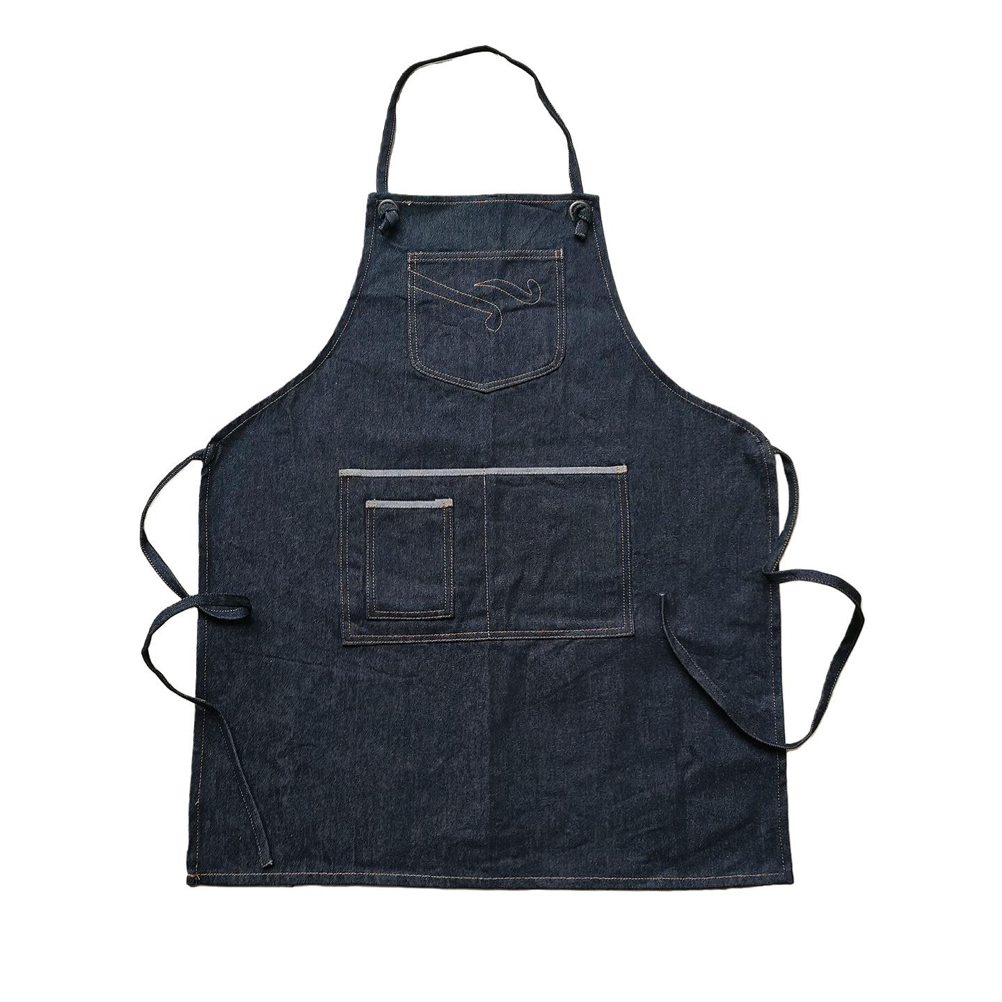 Denim neck apron fashion bakery kitchen home apron smock overalls чёрный