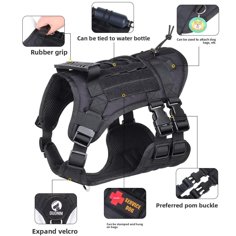 Tactical Dog Harness Oxford Fabric For Large Medium Dogs Outdoor Training