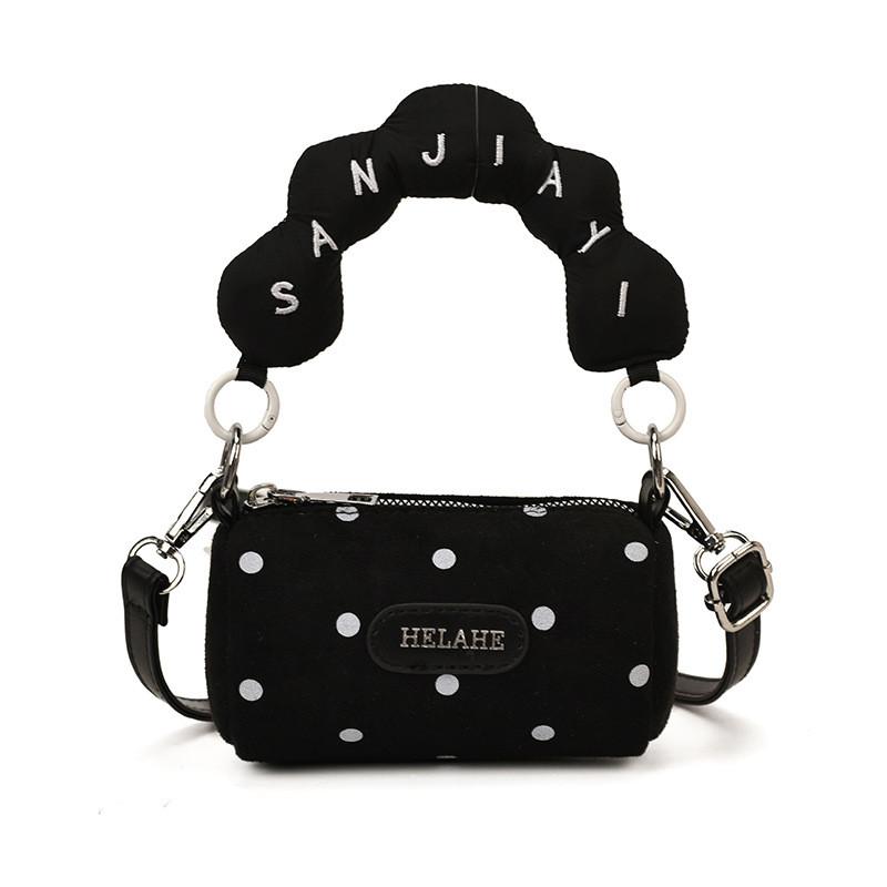 

Childrens Pu Plush Dot Pattern Mini Bucket Bag For Daycare And Casual Use StyleA
