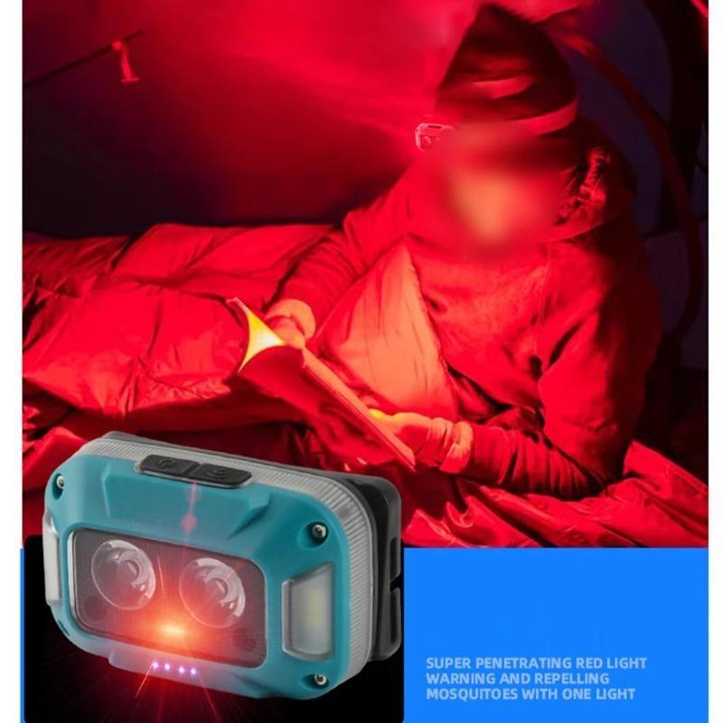 Outdoor Strong Light Headlight LED Rechargeable Work Lamp Head Wearing Light Cycling Sensor Night Fishing Running Light Type-C Charging