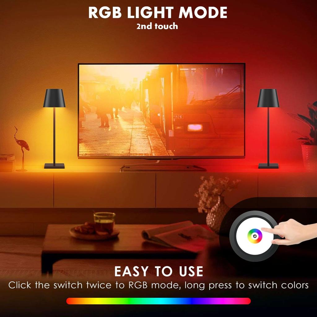 IRALAN USB Rechargeable LED Table Lamp Touch Switch Desk Lamp Bar Reading Night Lamp Bedside Table Lights Decoration for Bedroom