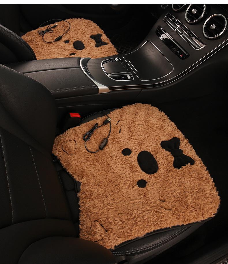Cartoon Winter Plush Heated Seat Cushion with USB for Car or Office