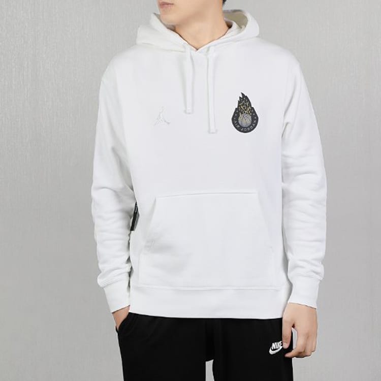 Jordan Sweatshirts Men's White Hooded Moderate Regular CJ9093-100