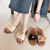 Bow women's slippers women's outer wear 2025 summer new Korean version fashion soft bottom foreign style one word cool slippers