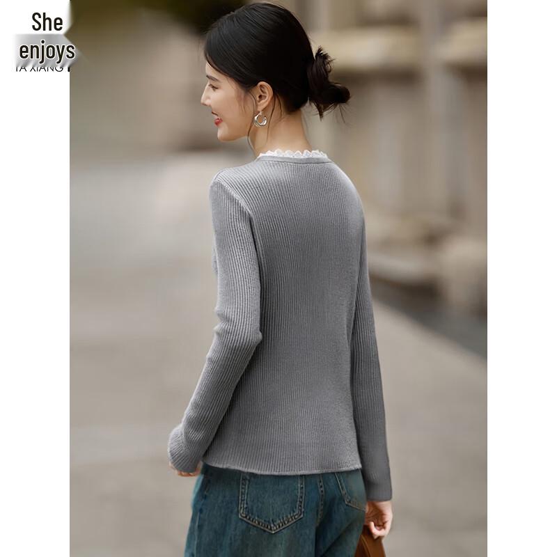 Damen Schicker Spitzen-Patchwork-Strickcardigan