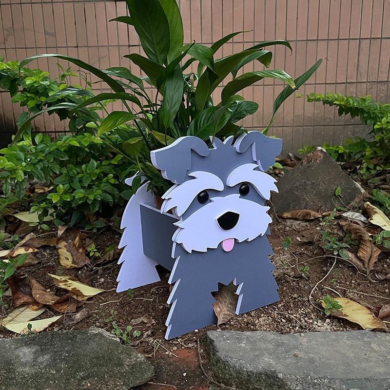 Garden Flower Pot Dog Planter Schnauzer Bulldog Poodle Corgi Yorkshire Garden Pots DIY PVC Flower Planter Garden Home Decor