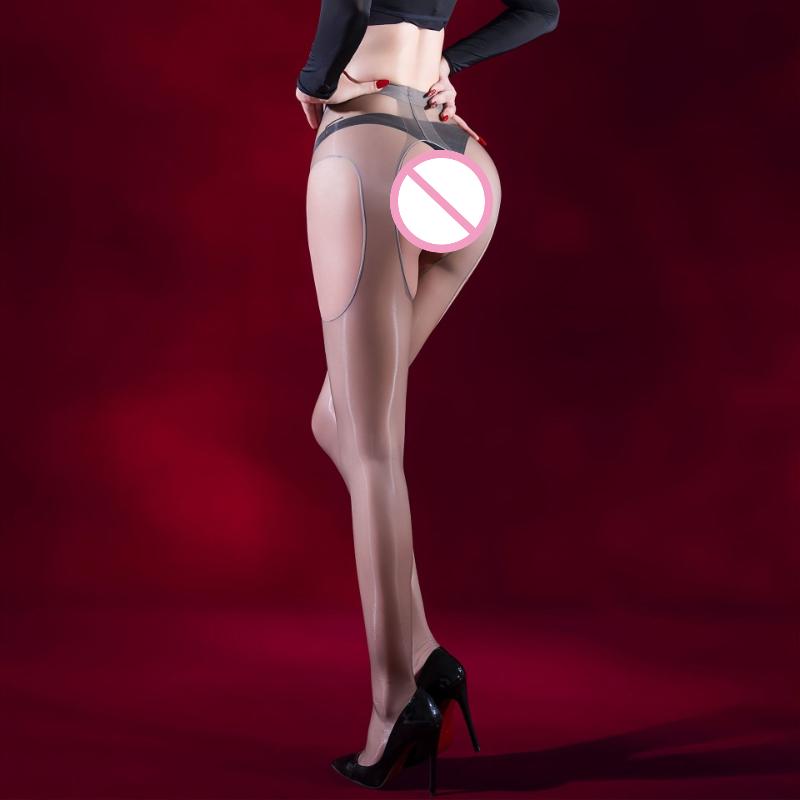 Pantyhose Women Four-Sided Hollow Aurora Open Crotch Stockings 3D Ultra-Thin Shiny Glossy Silky See-Through Lingerie Sockings