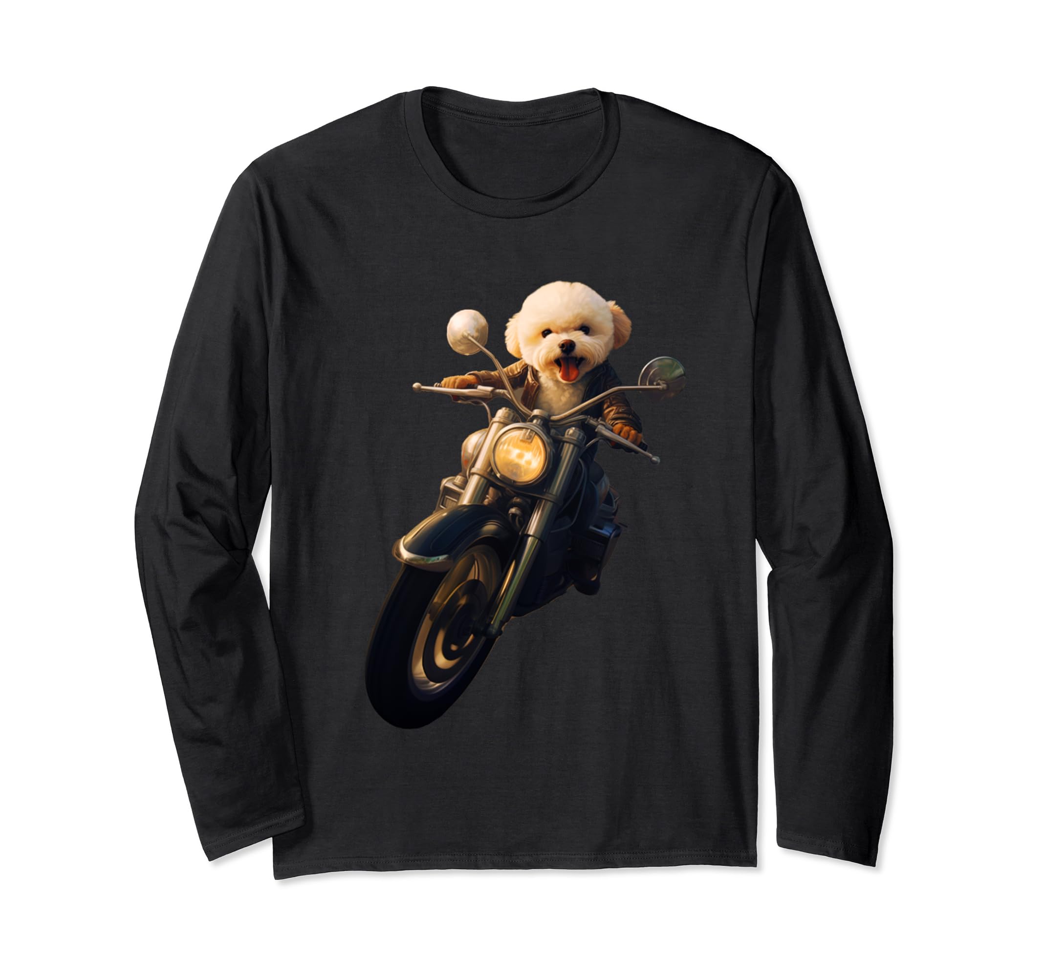 

Funny Bichon Frise Dog Bike T-Shirt for Men, Dog Lovers, Funny Clothing, Gift, Long Sleeve T-Shirt