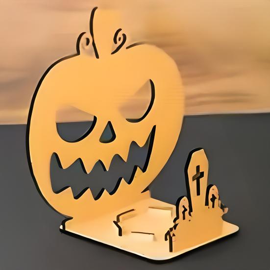 Halloween Shadow Candle Holder Funny Shadow Stand Candlestick with Witch Skeleton Pumpkin Cat Silhouette Holiday Table Centerpiece