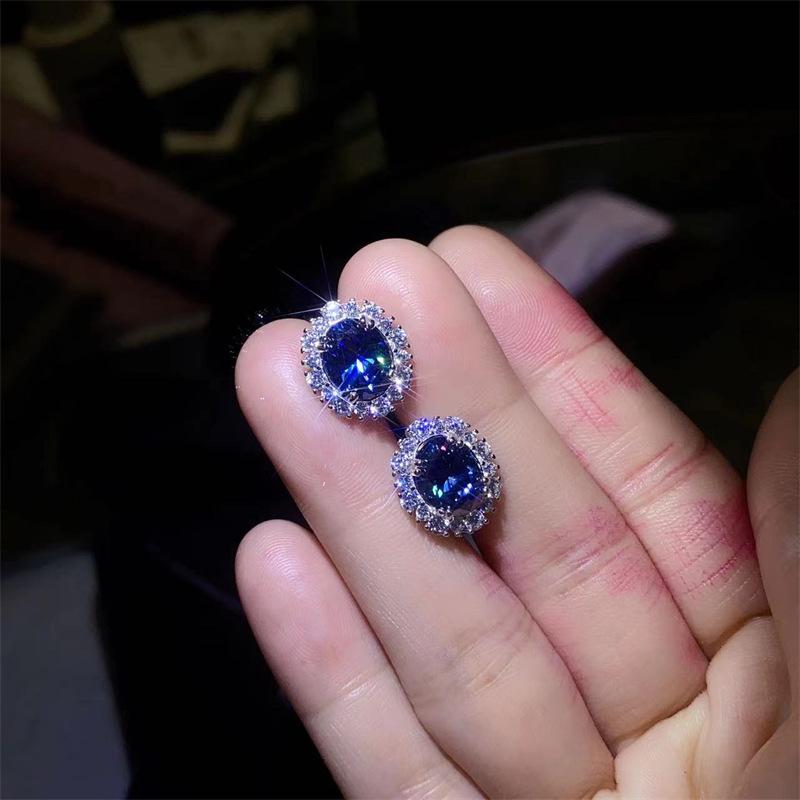 Sapphire Moissanite Princess Diana Necklace, Ring, and Earrings Set - Perfect Engagement or Best Friend Gift