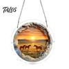 Acrylic Puzzle Suncatcher 7.48 Inch Circular DIY Suncatcher, Stained Glass Style Window Hanging Ornament, Challenging Mind Game Waterproof Pendant for