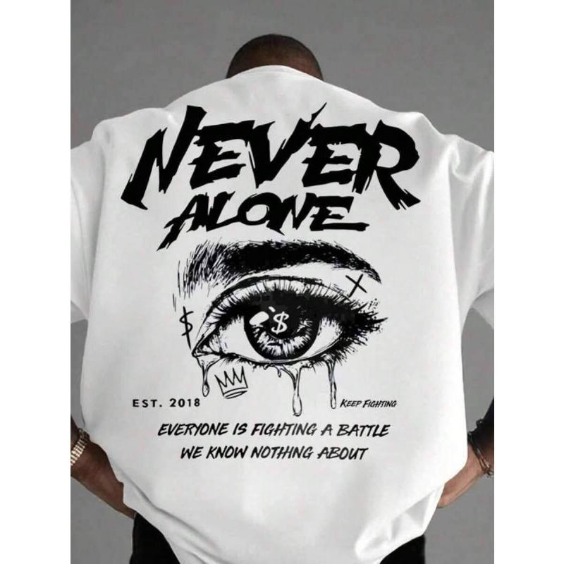 T-Shirt Stampata , Grafica-Cotone Taglie Forti, Cartone Animato Girocollo Manica Corta, T-Shirt da Uomo Manfinity EMRG Con Forma ad Occhio 100%