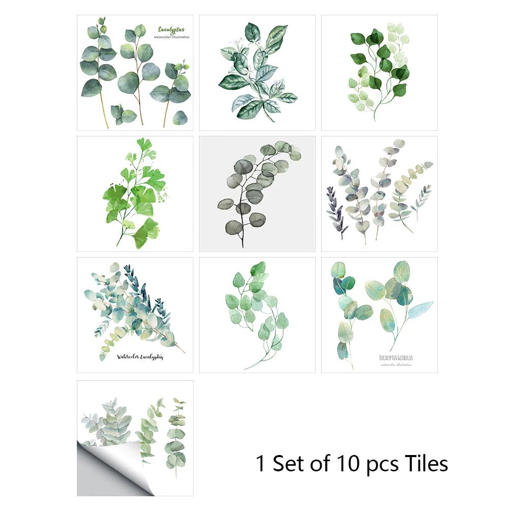 10pcs/set 10/15/20/30cm Flat Marble Mosaic Hard Tiles Wall Sticker Kitchen Bathroom Floor Diagonal Decor Wallpaper PVC Art Mural